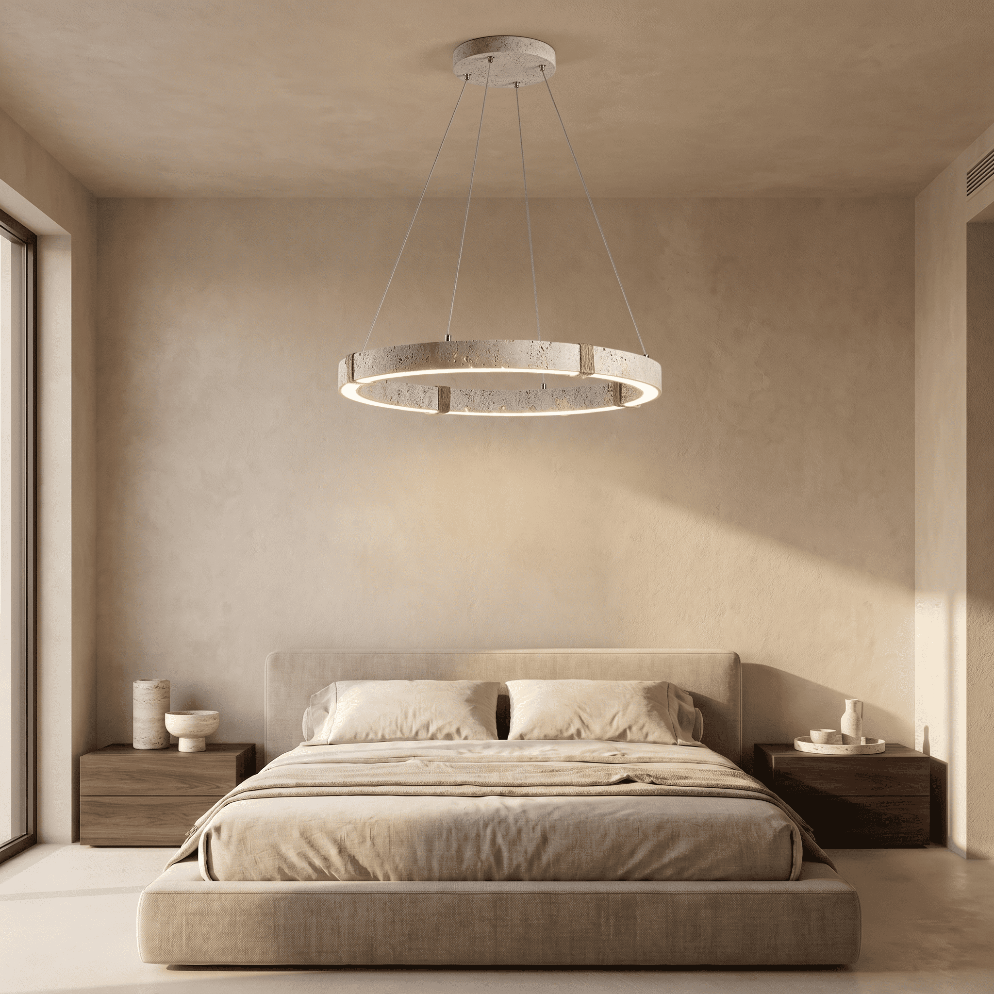 Keiro Travertine Ring Chandelier