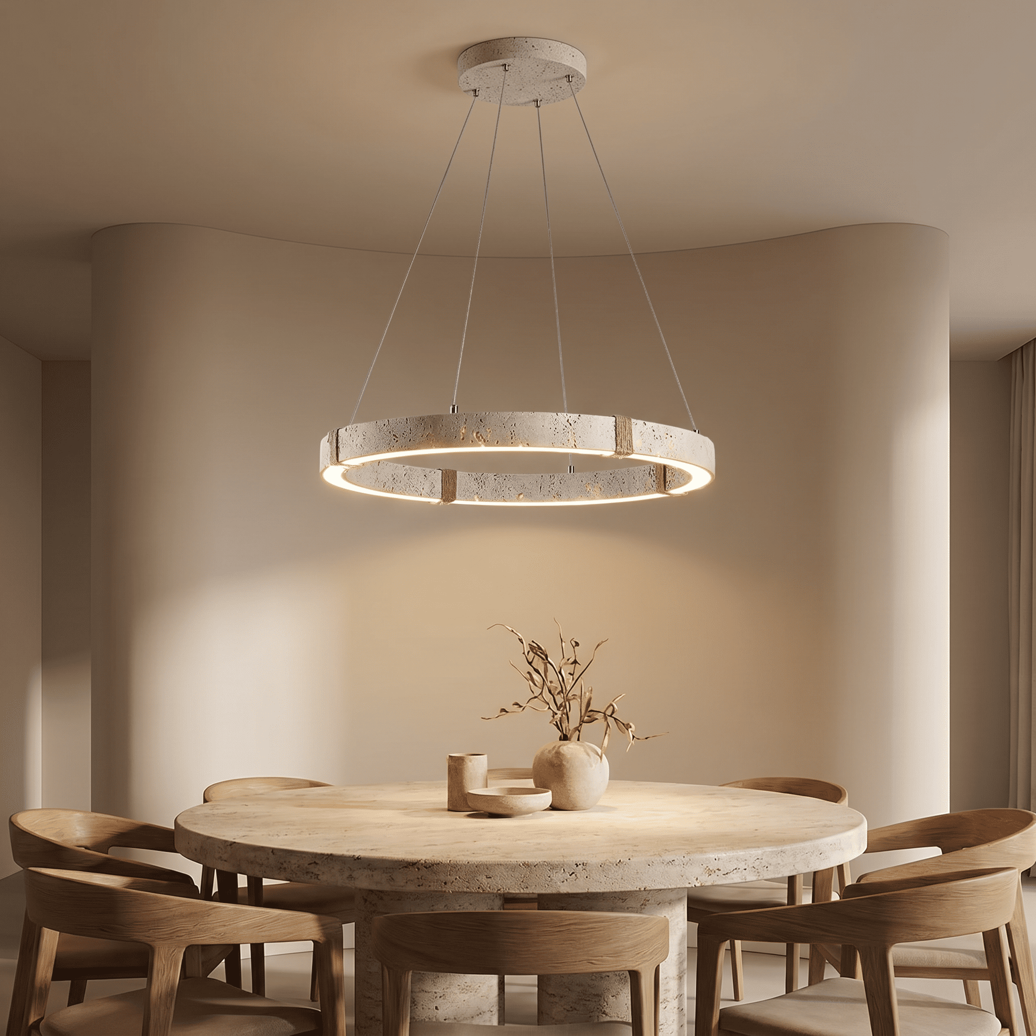 Keiro Travertine Ring Chandelier