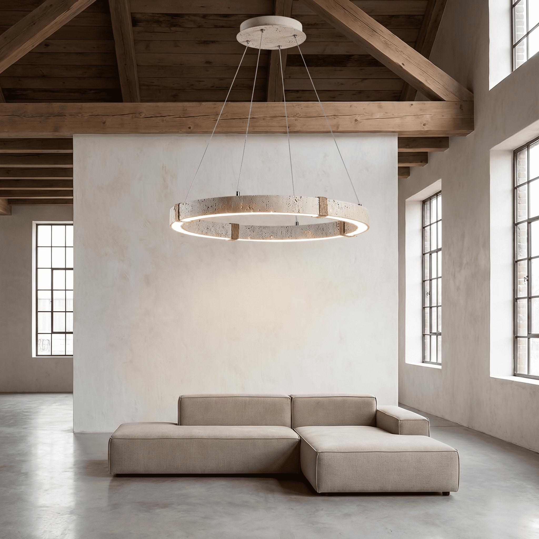 Keiro Travertine Ring Chandelier