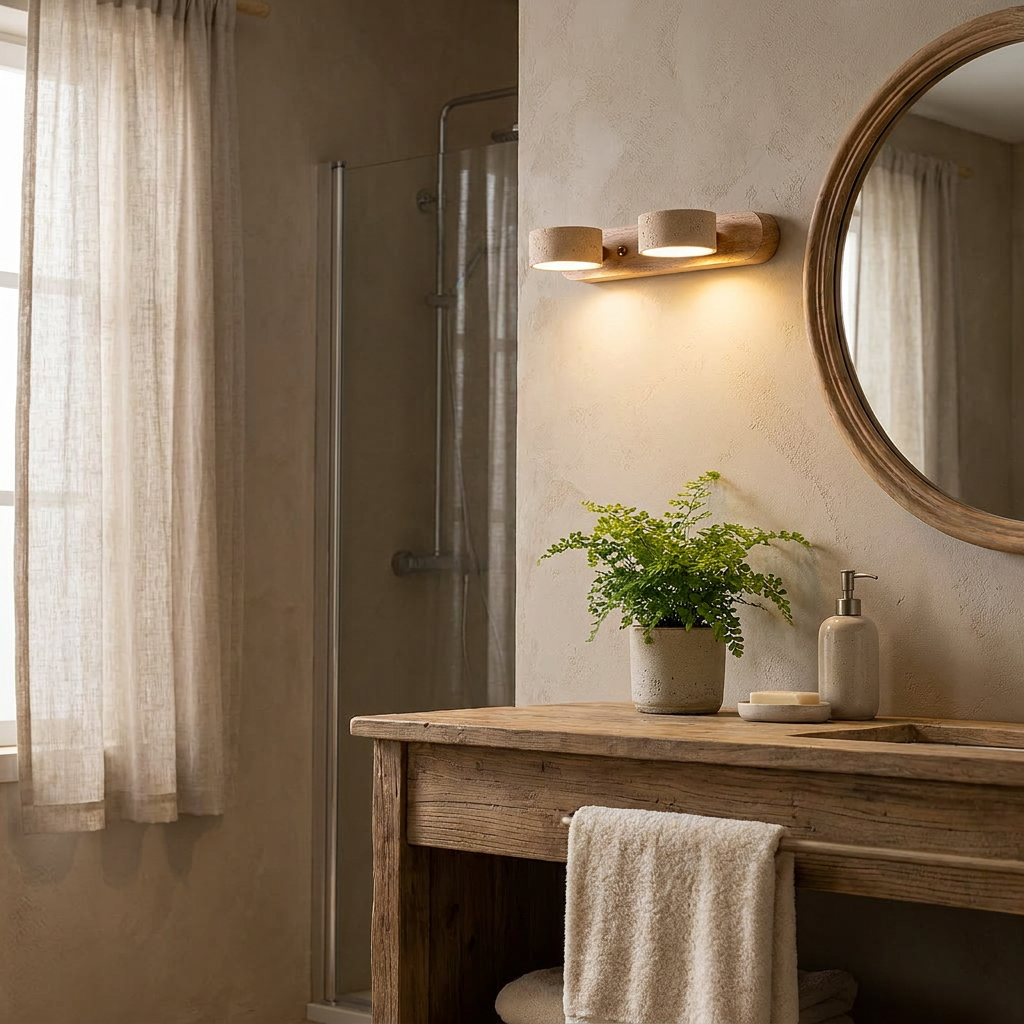 Akari Travertine Wall Sconce Light lifestyle
