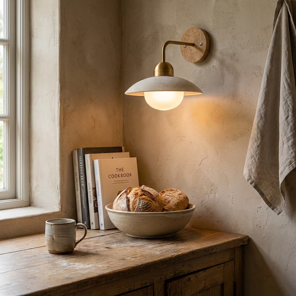 Kaida Travertine Halo Wall Light lifestyle