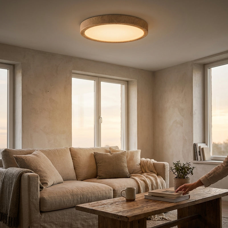Aria Minimalist Travertine Ceiling Light lifestyle
