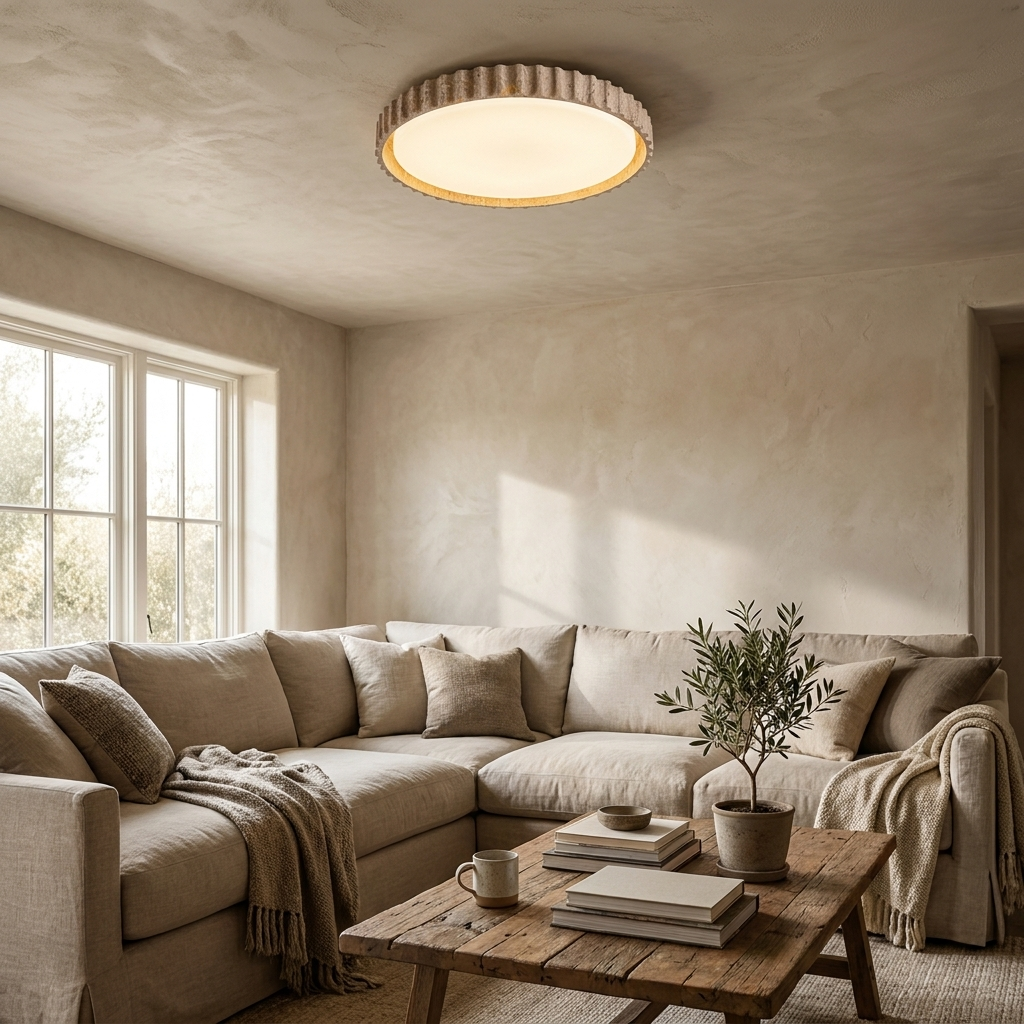 Mira Travertine Ring Ceiling Light lifestyle