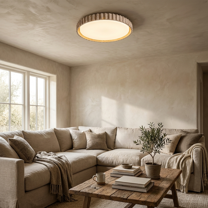 Mira Travertine Ring Ceiling Light lifestyle