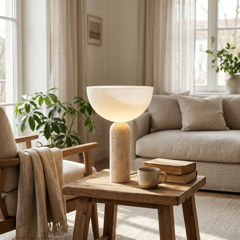 Maren Travertine Table Lamp lifestyle