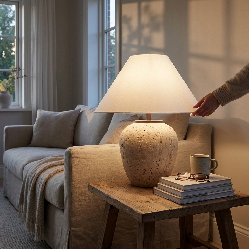 Kano Travertine Table Lamp lifestyle
