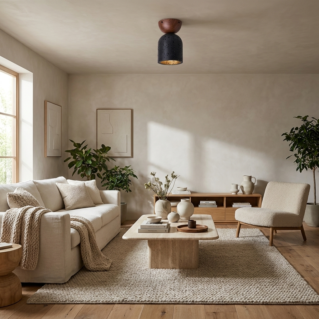 Vela Travertine Ceiling Light