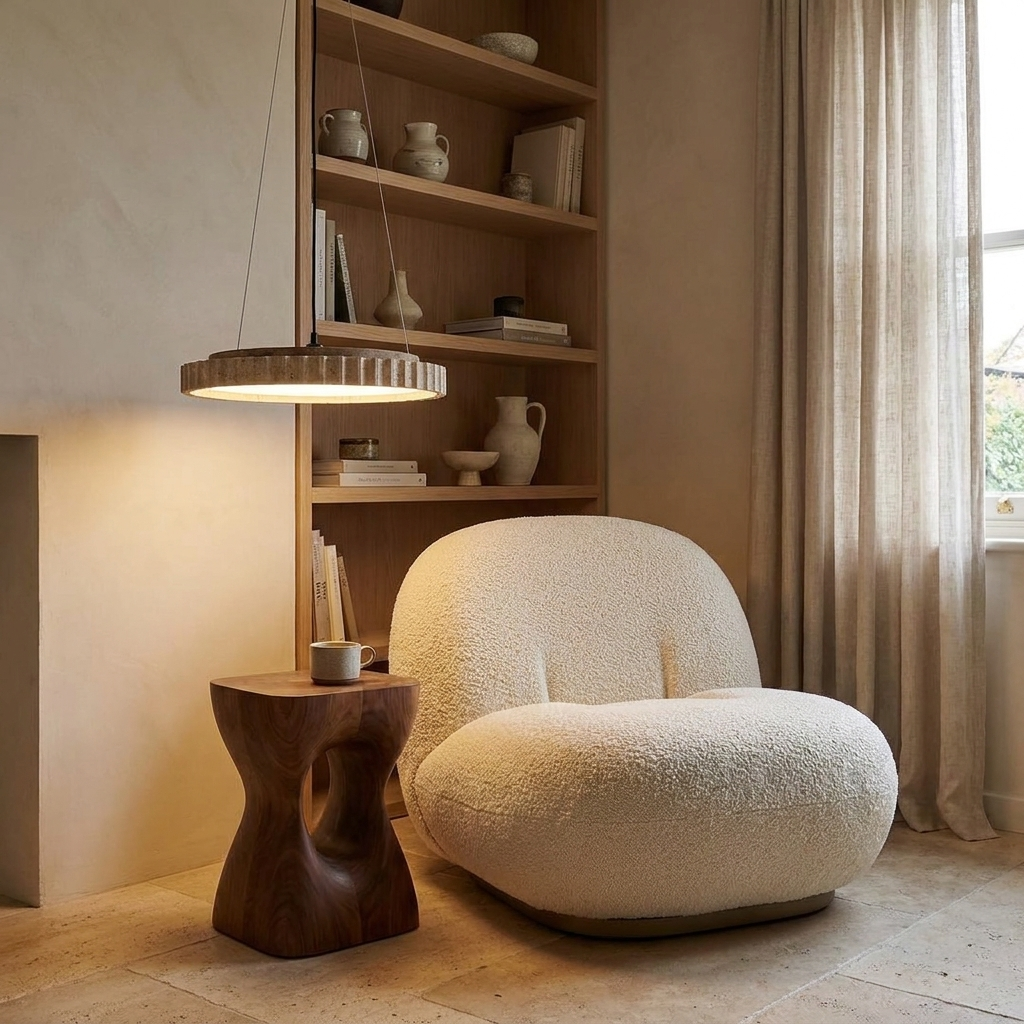 Yumi Travertine Circle Pendant Light