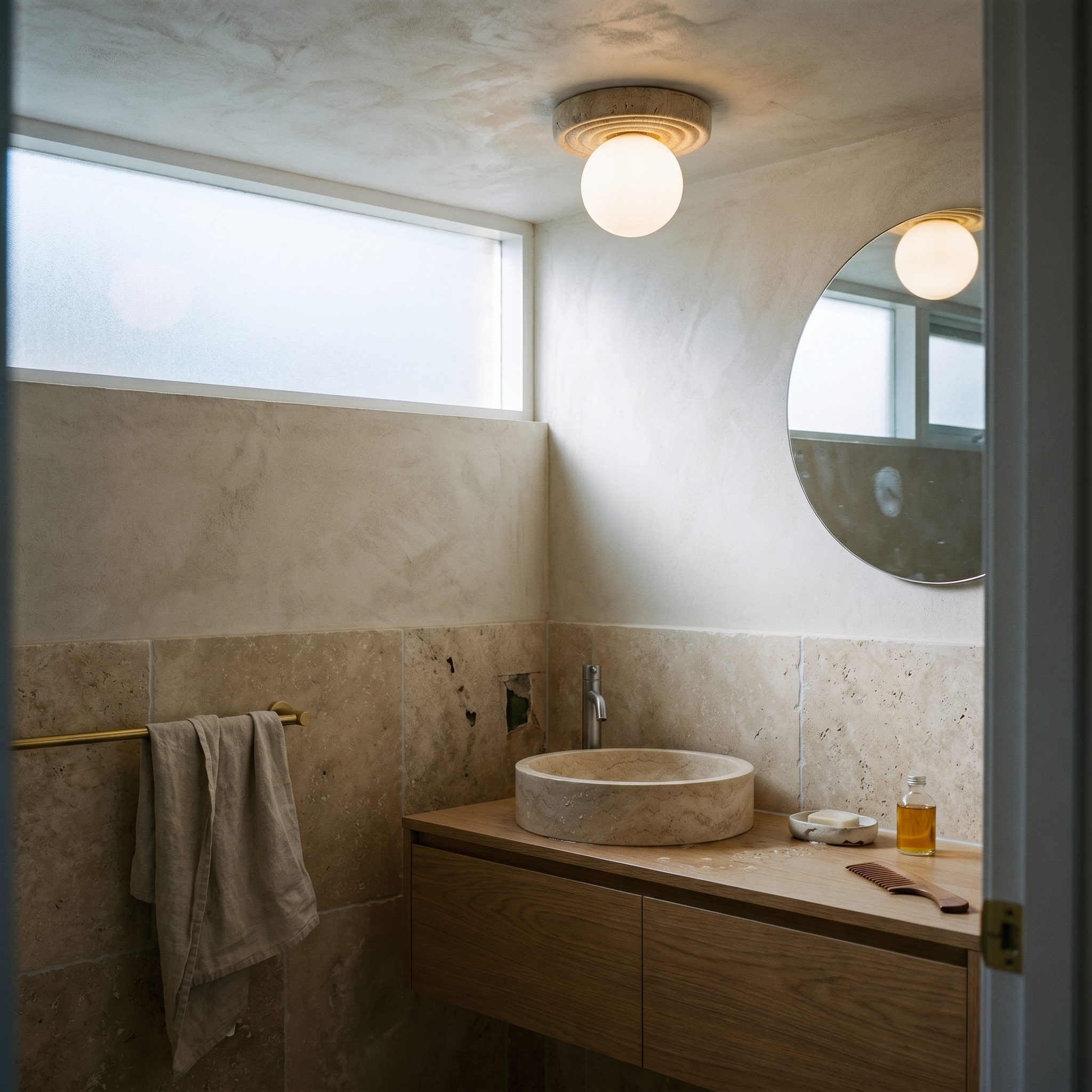 Emika Travertine Ceiling Light