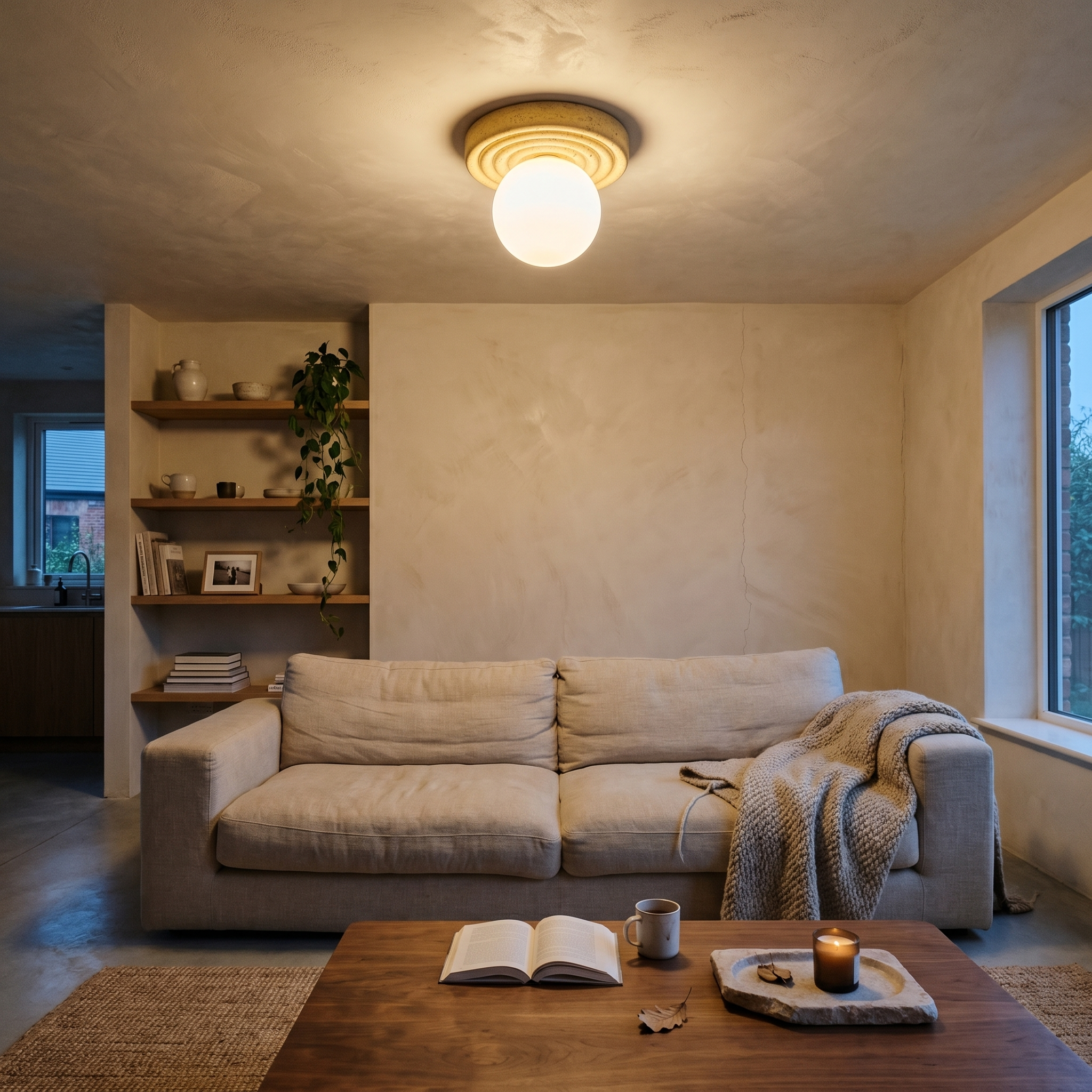 Emika Travertine Ceiling Light