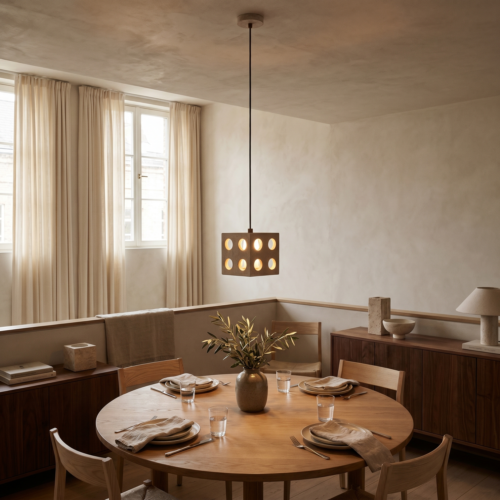 Kiru Travertine Cube Pendant Light
