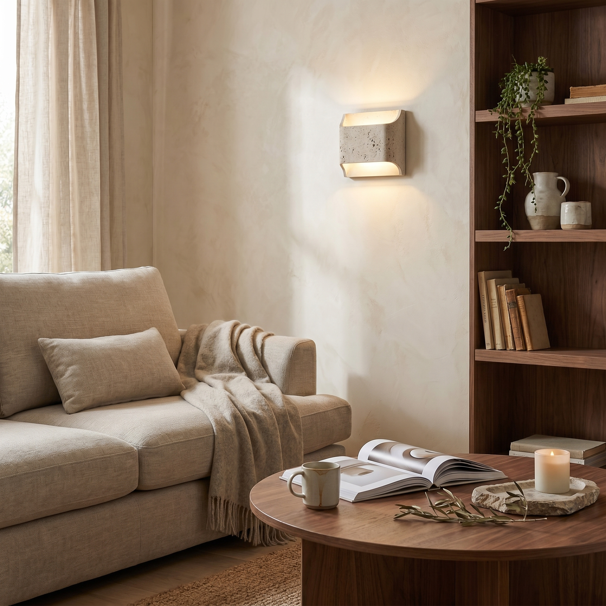 Nami Travertine Block Wall Light
