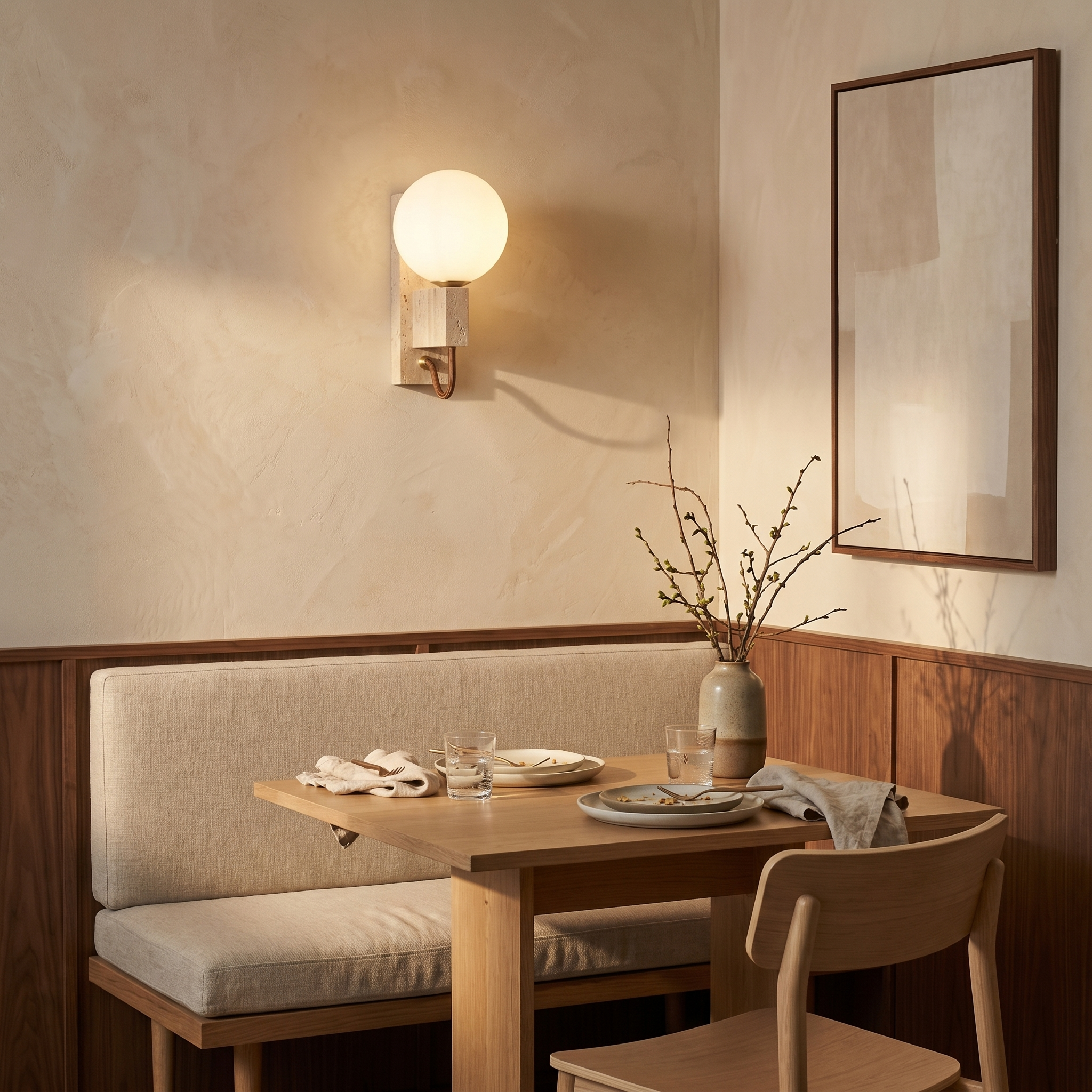 Hana Travertine Globe Wall Light