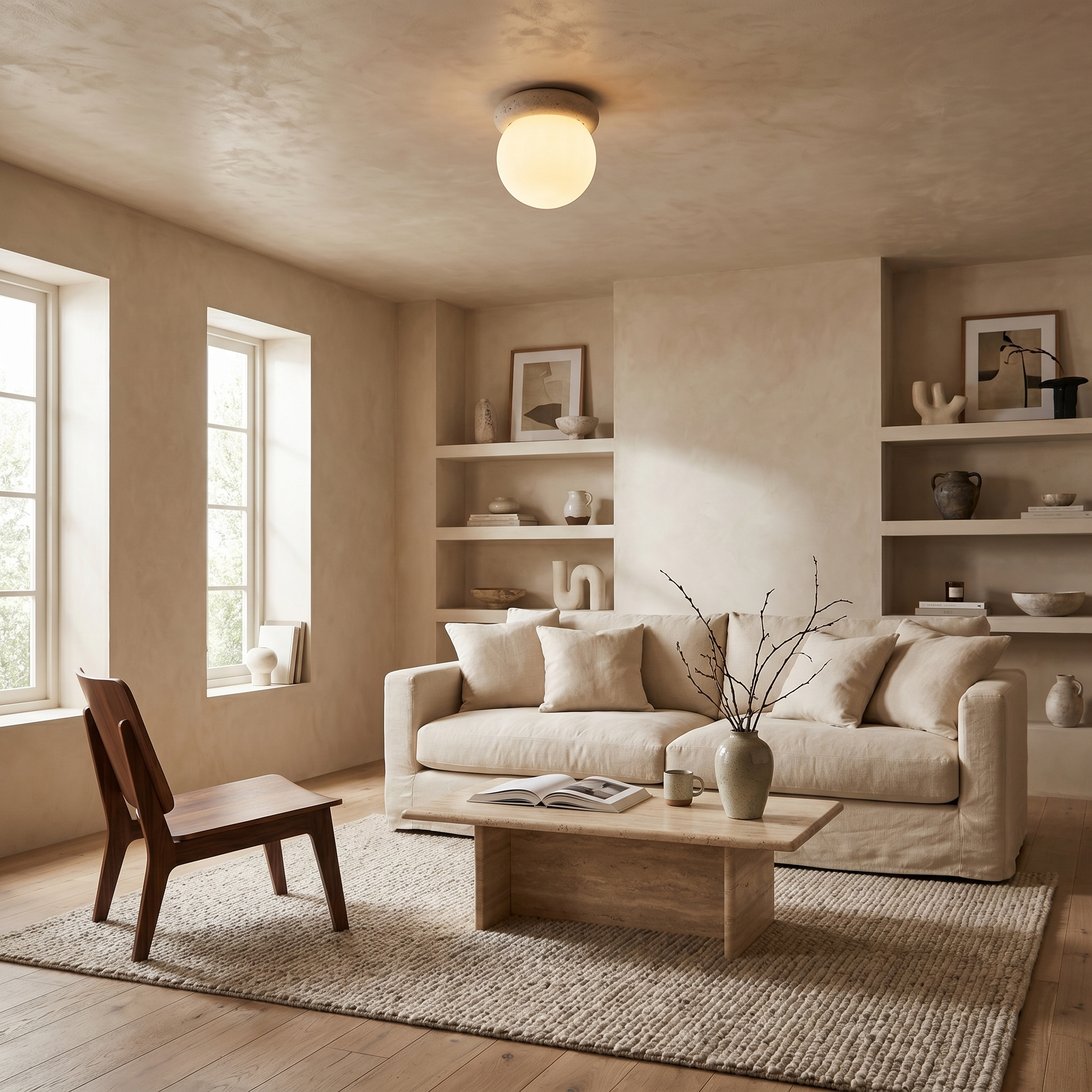 Towa Travertine Ceiling Light