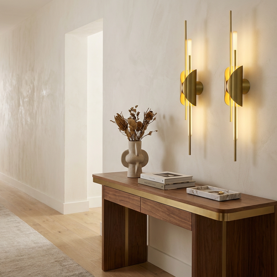 Niva Linear Brass Acrylic lifestyle scene 1
