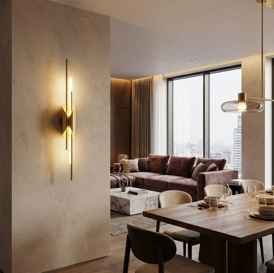 Niva Linear Brass Acrylic lifestyle scene 7