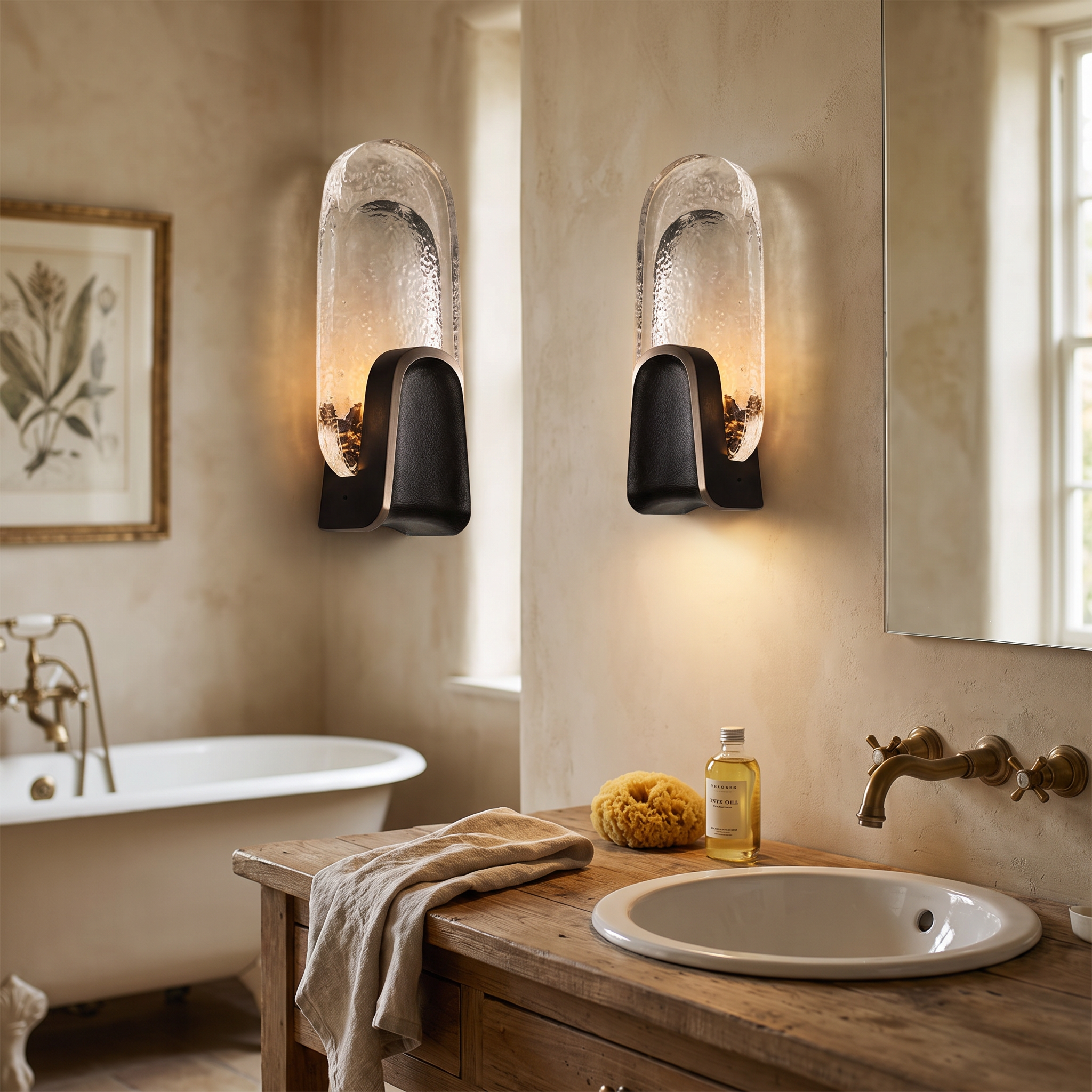 Rippled Glass Oval Black-Clear lifestyle
