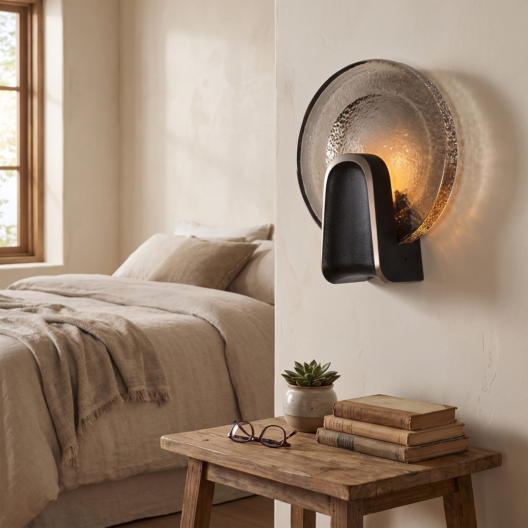 Rippled Glass Round Black-Smoky lifestyle