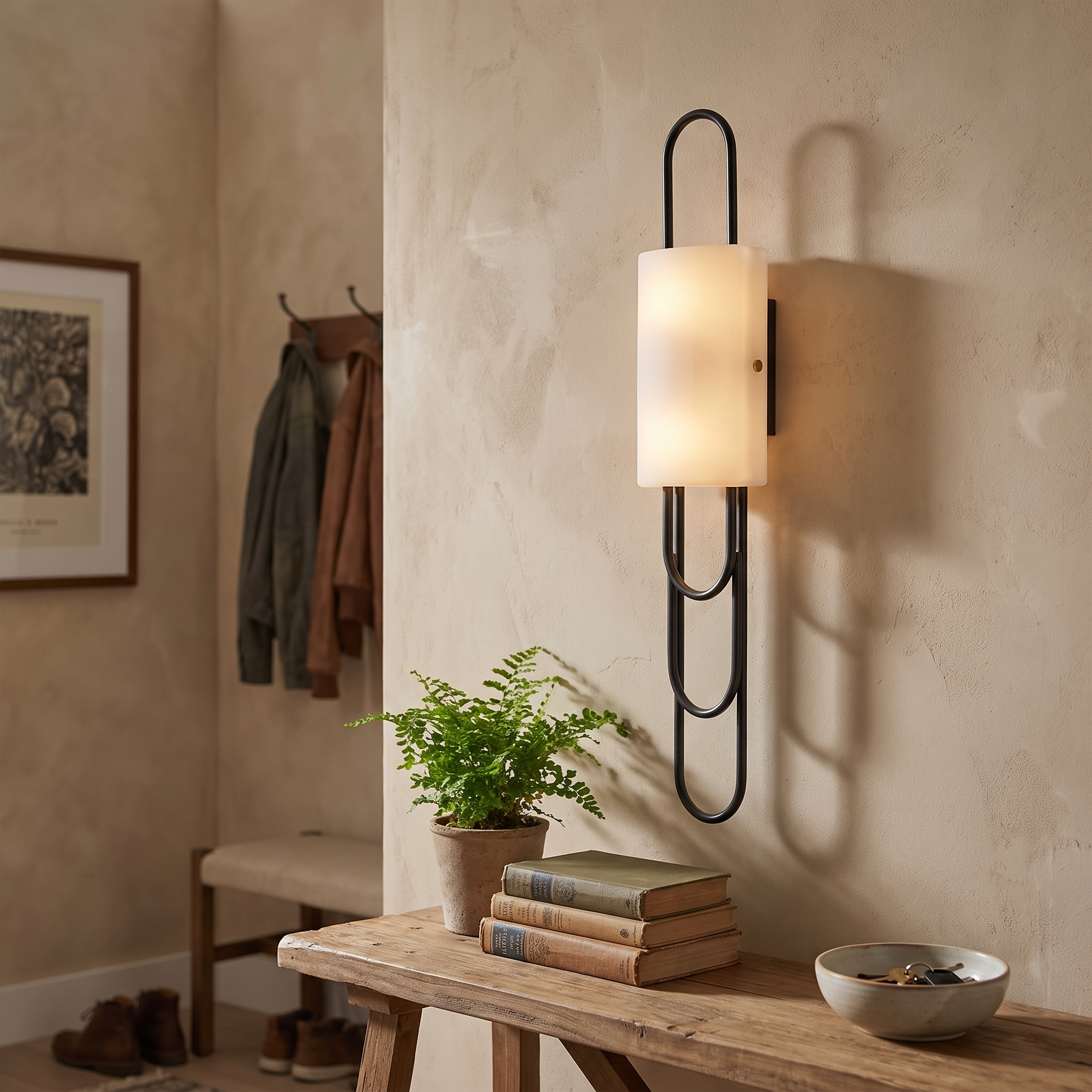 Arched Brass Wall Sconce Black lifestyle