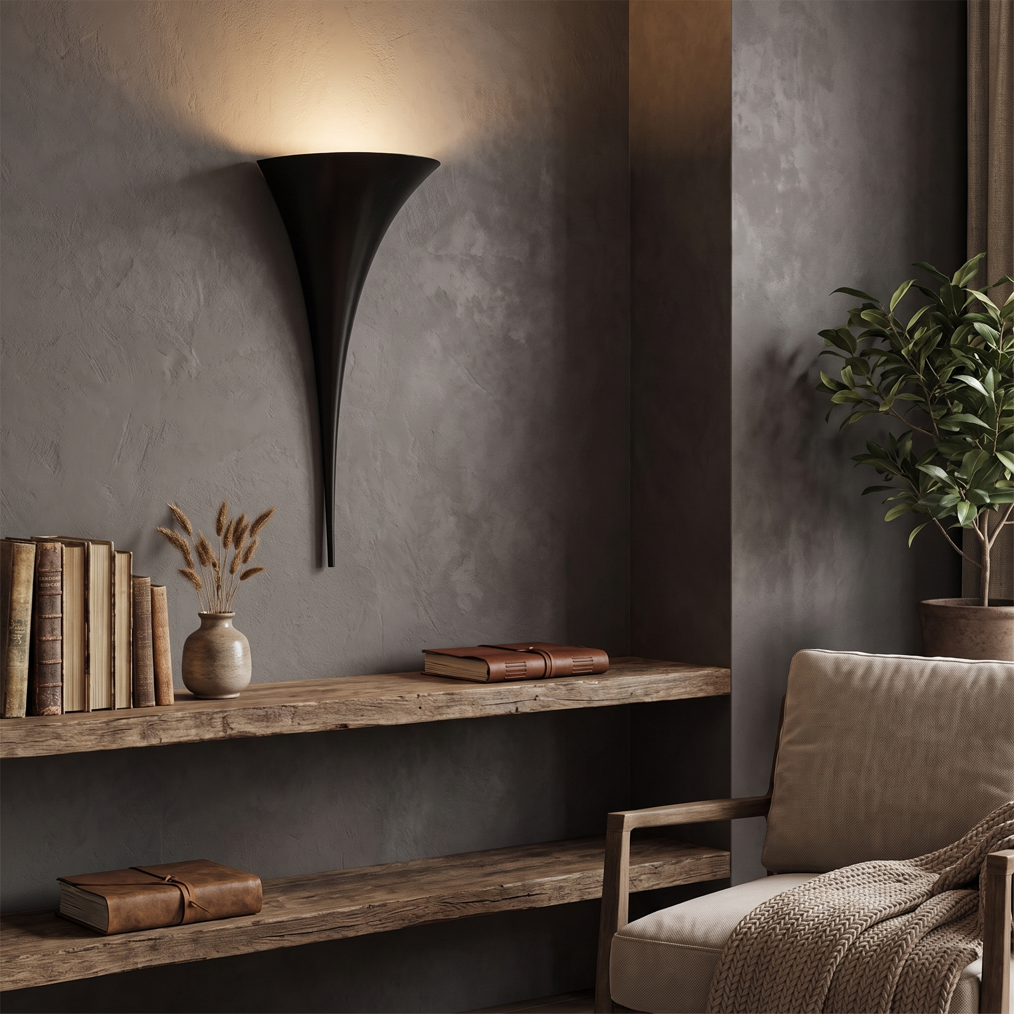 Trumpet Sconce Black Small lifestyle