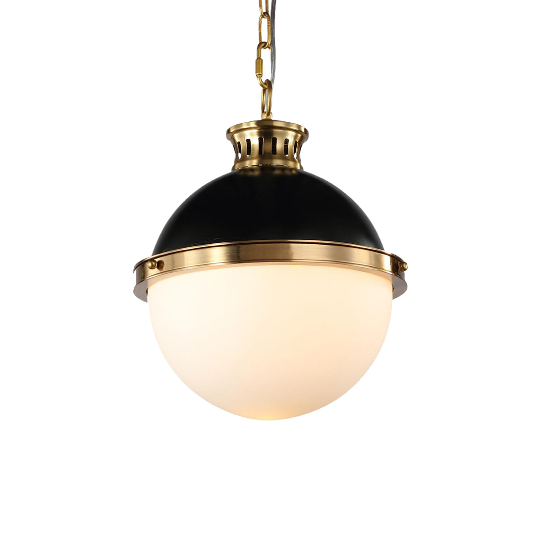 Aureon black and gold glass sphere pendant light in a modern contemporary interior