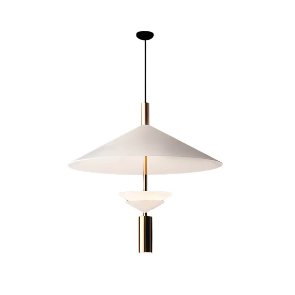 Aureon iron pendant light in 13.8 inch diameter, hung in a contemporary living space