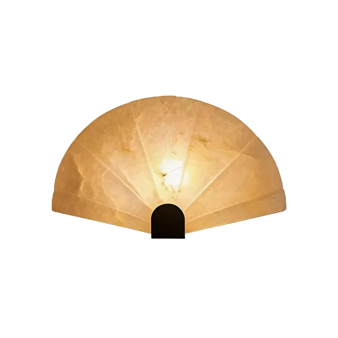 Large Niva scalloped marble wall sconce showing full fan silhouette and metal base