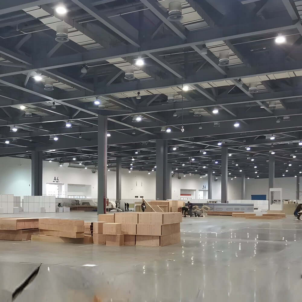 Aureon explosion-proof LED light enhancing visibility in a clean open warehouse space