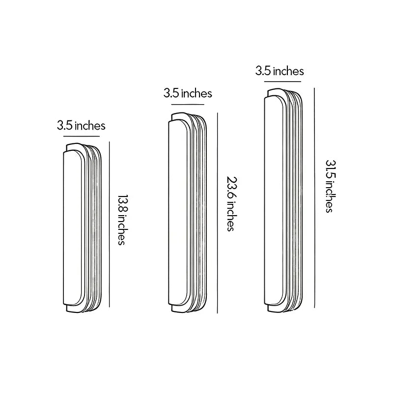 Dimension diagram for the Niva marble wall light, showing small, medium and large height variants