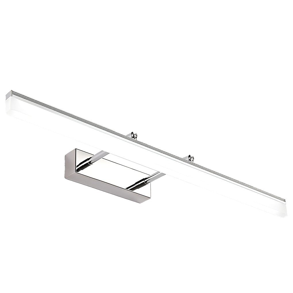 Modern bathroom vanity light with extendable stainless steel rods and linear LED bar