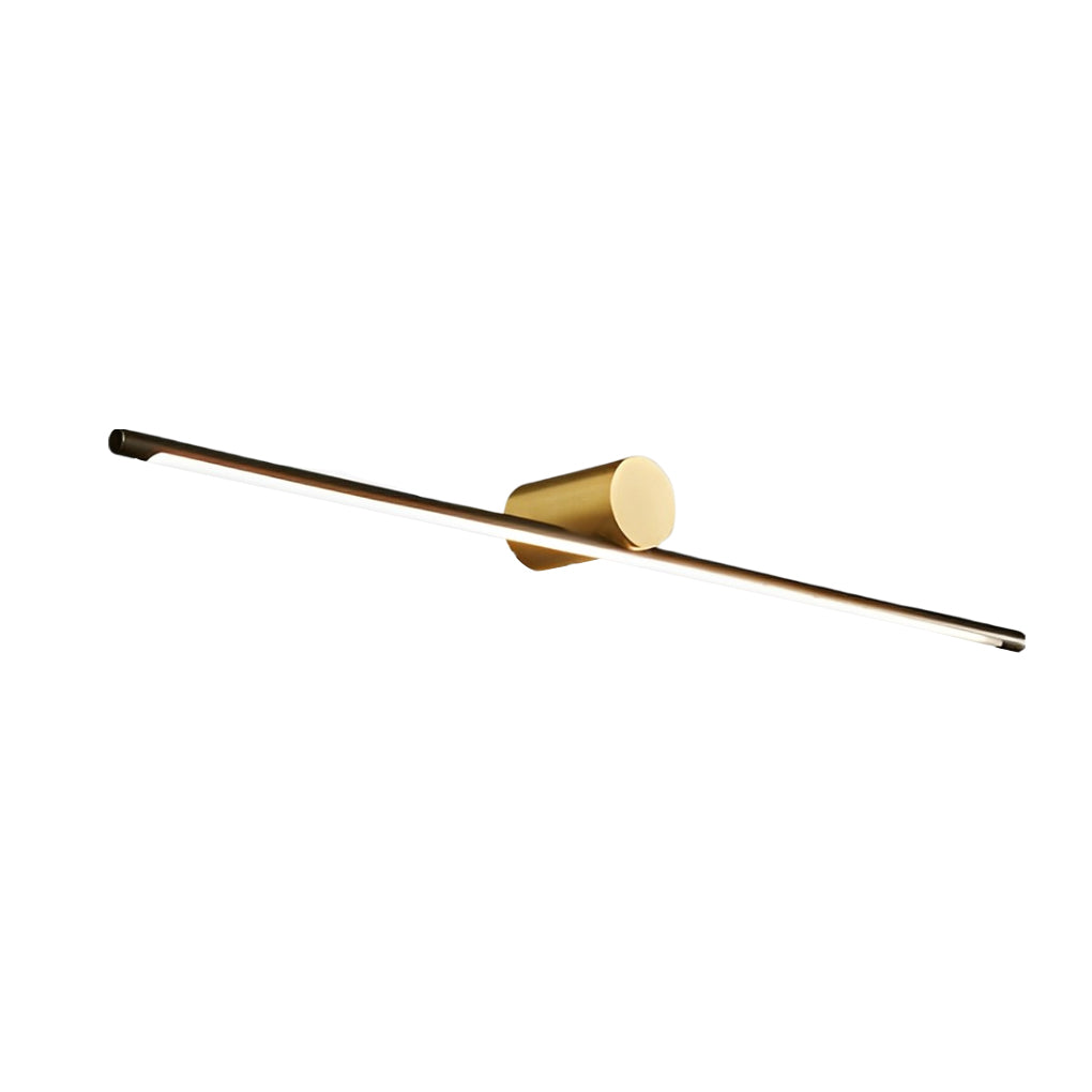 Viora linear bathroom vanity light bar angled product view showing copper frame construction