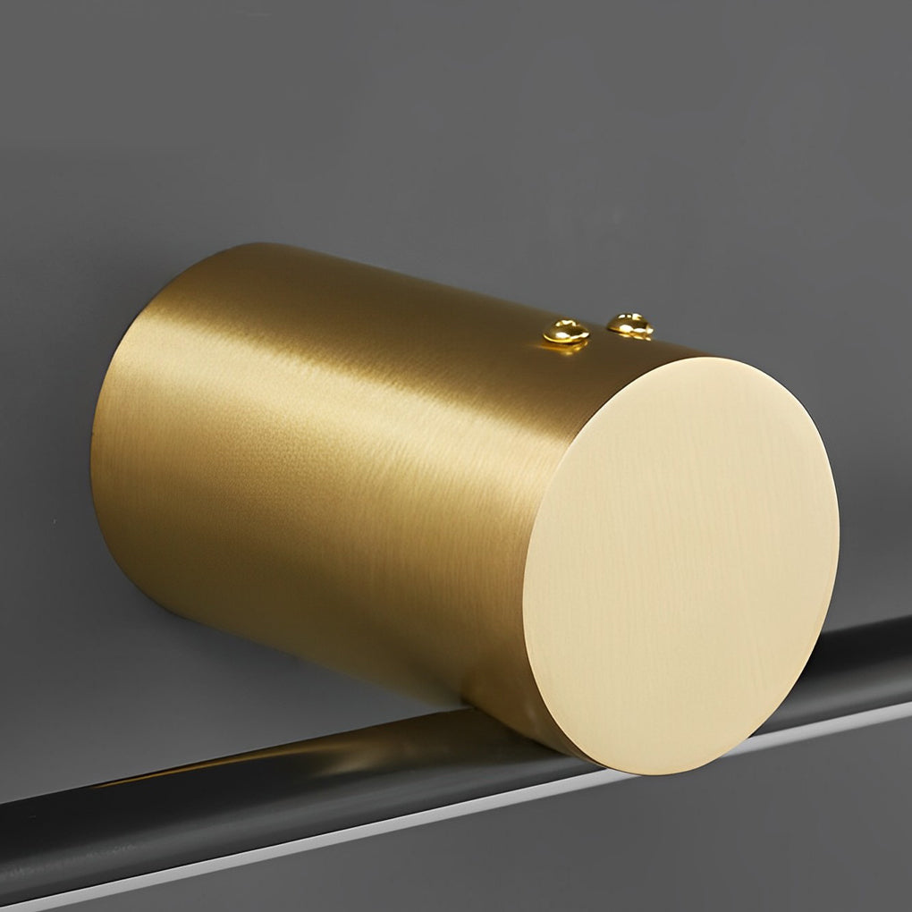Close-up detail of the Viora vanity light bar brushed gold and black copper frame finish
