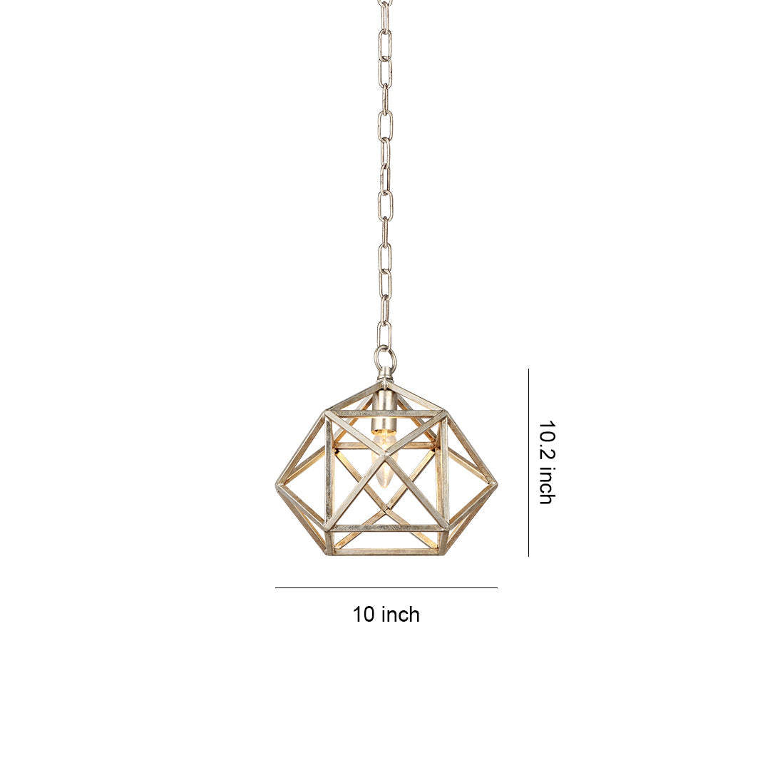Aureon minimalist geometric frame gold pendant light, 10-inch diameter, product detail view