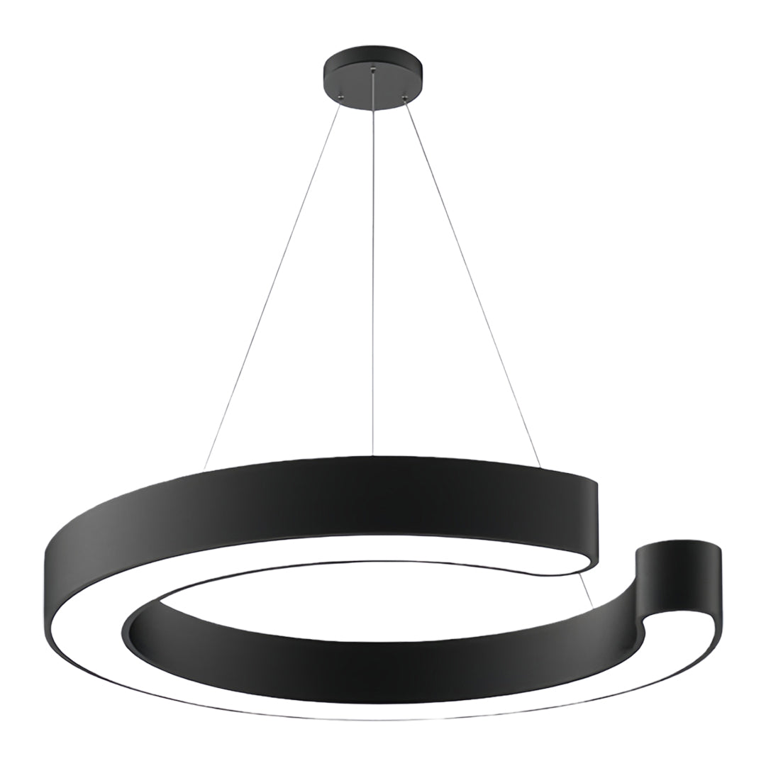 Aureon minimalist halo ring pendant light in black iron, studio product shot