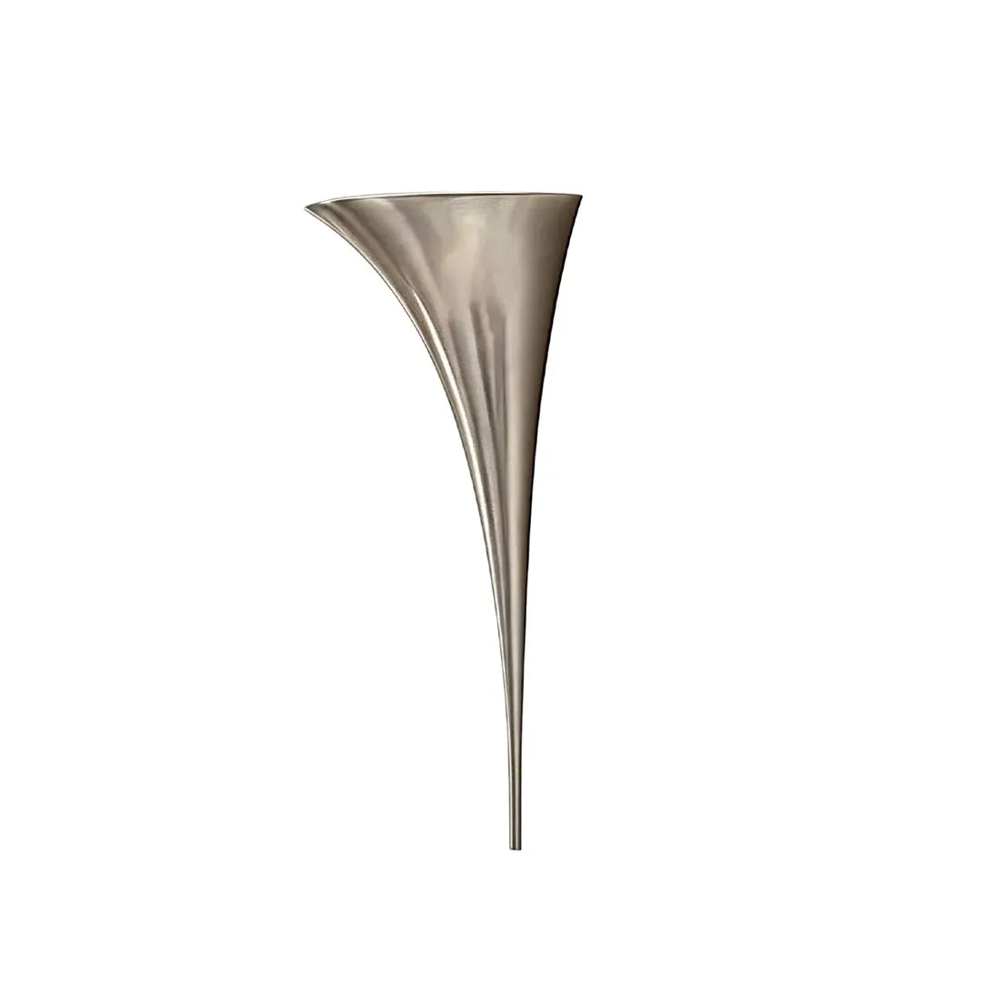 Modern brass wall sconce in chrome finish, small size, clean metallic silhouette