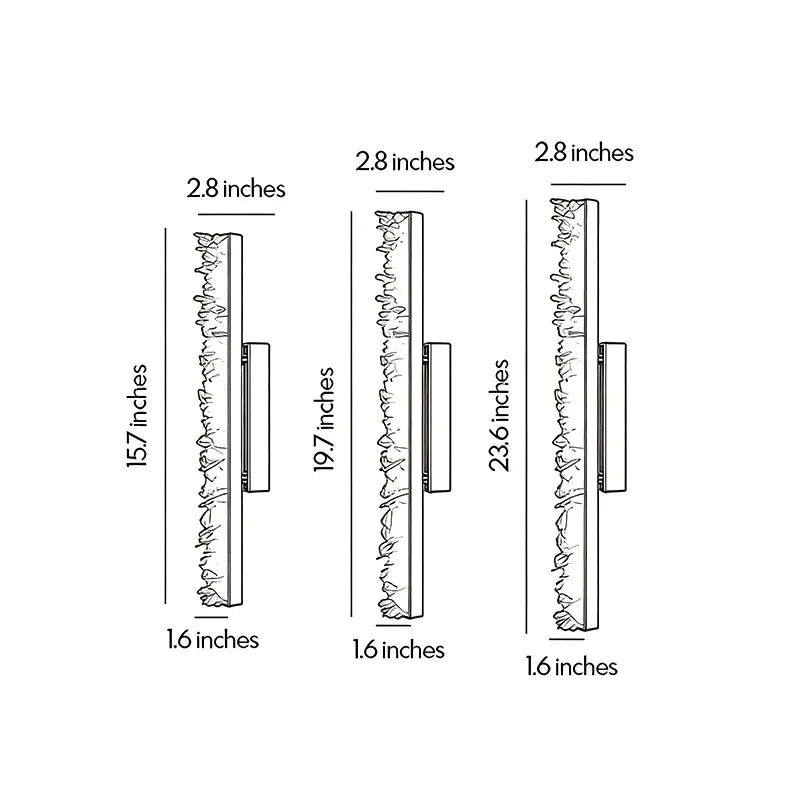 Niva crystal wall light dimension diagram showing length, width and depth measurements