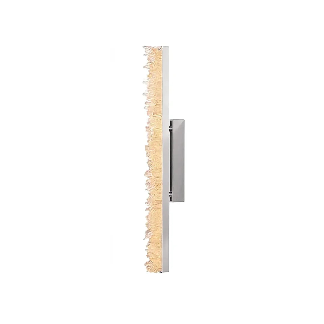 Niva crystal wall sconce in silver, medium 19.7-inch size, vertical profile with natural crystal detail