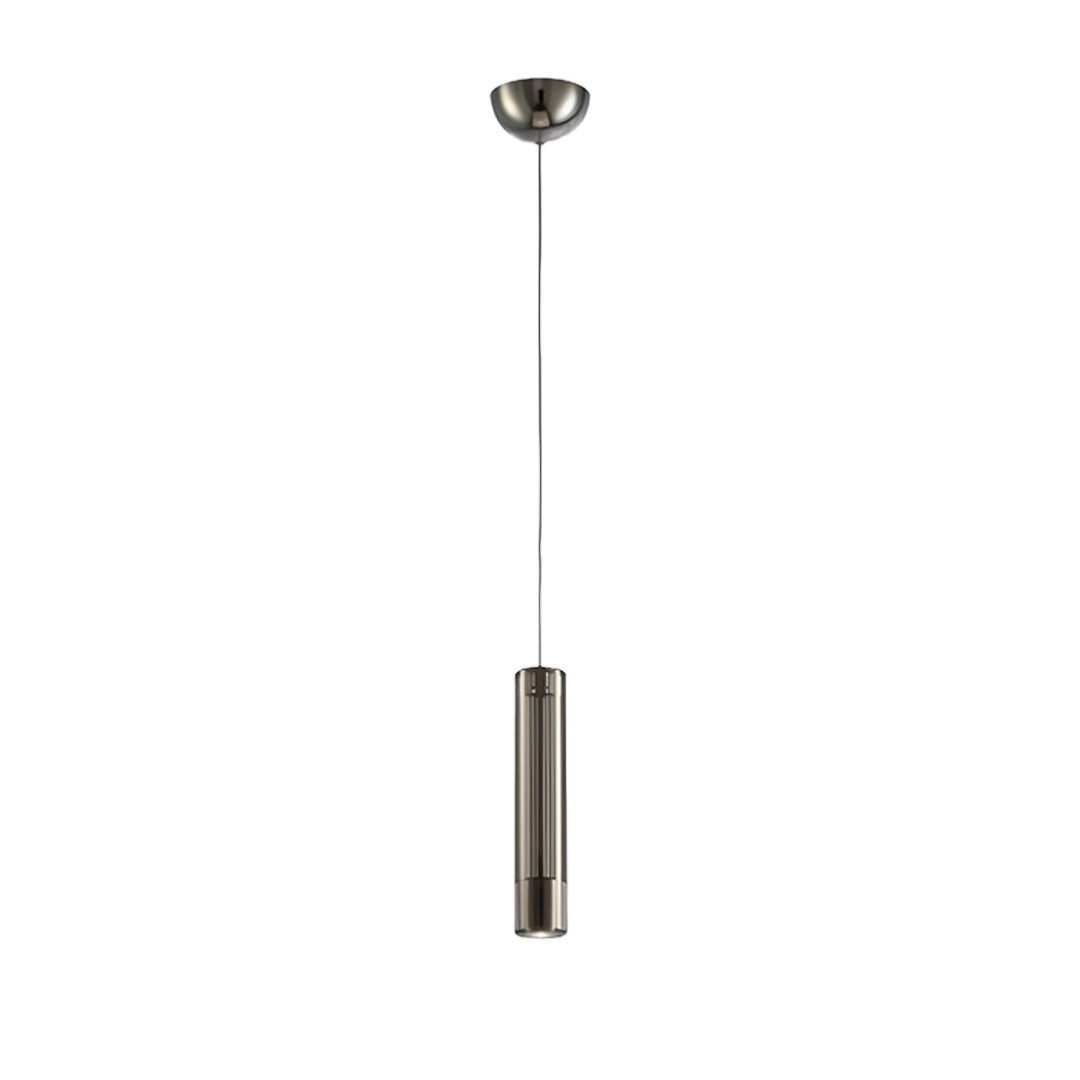 Single modern crystal glass pendant light in a warm contemporary interior
