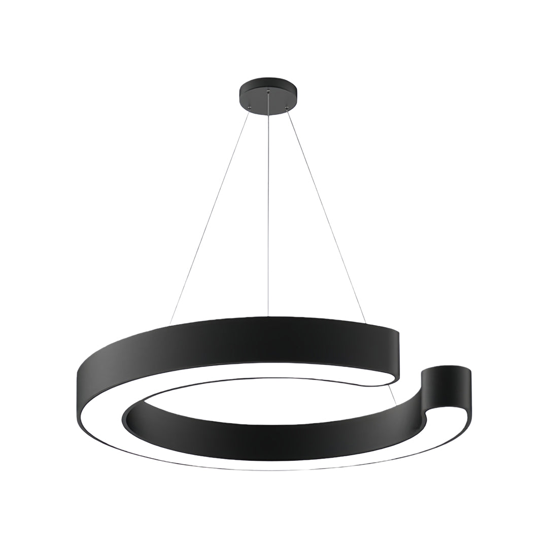 Aureon black iron geometric ring pendant light, single shade view against white background