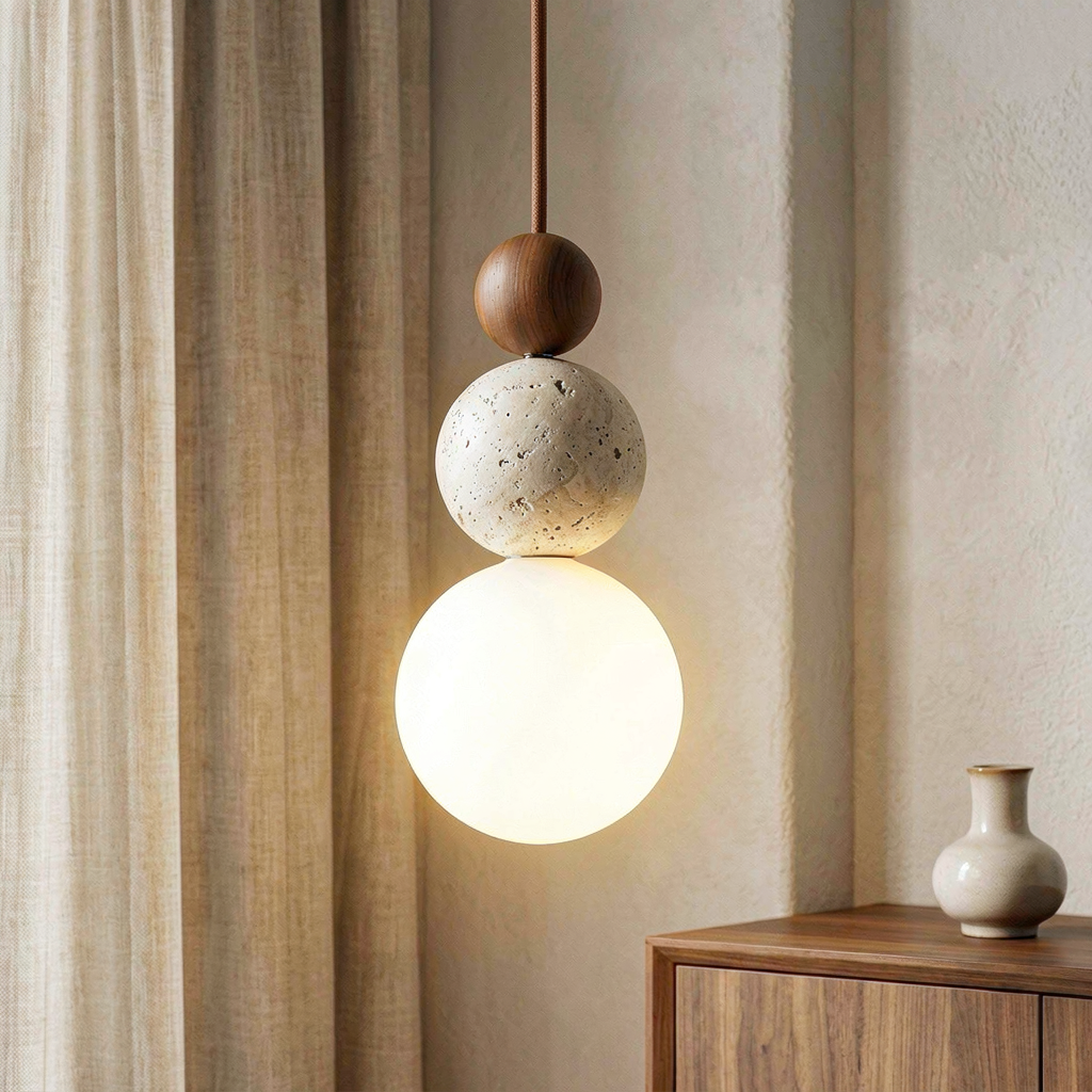 Alina Travertine Globe Pendant Light