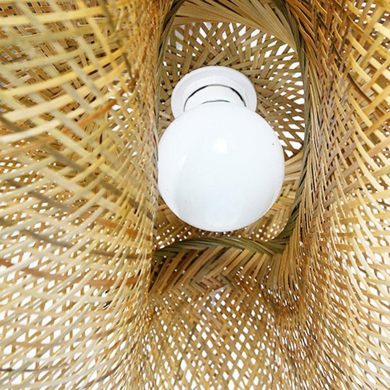Inner structure detail of the Aureon rattan wave pendant light