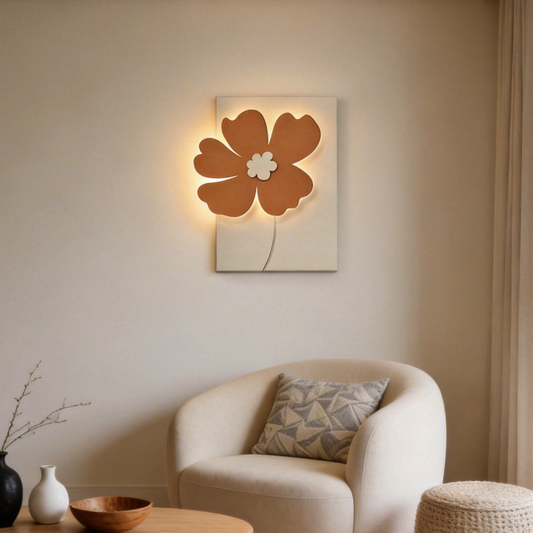 Alure flower-shaped decorative wall light in a cosy modern living room