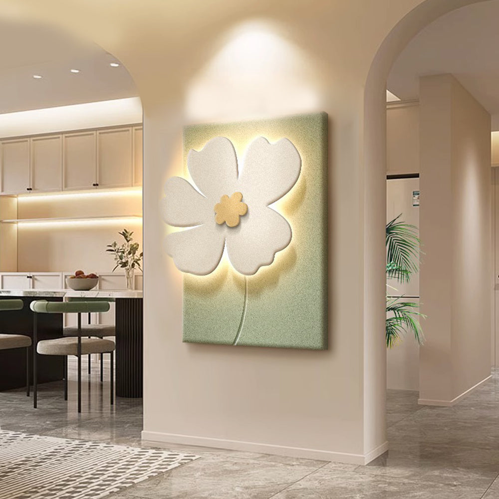 Alure white and brown floral relief wall light above a white sofa