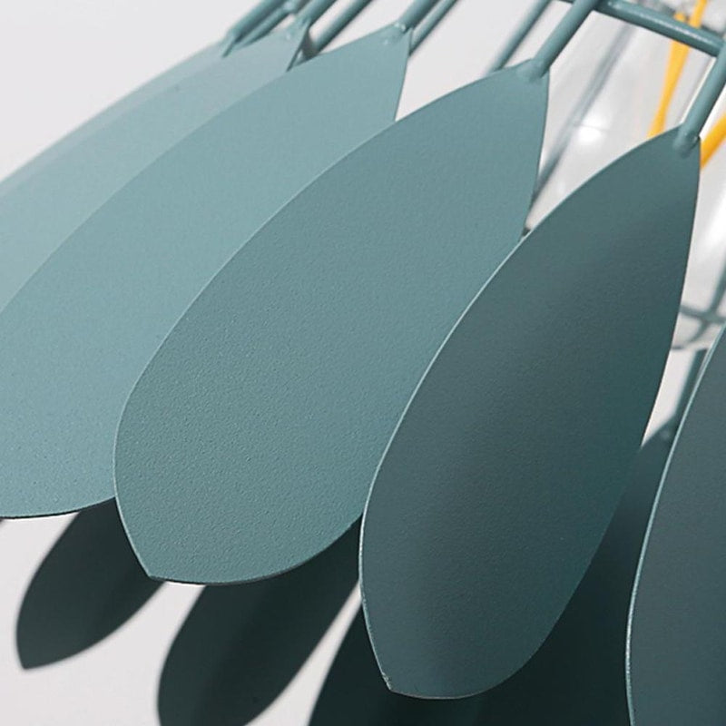 Aureon industrial metal pendant light in green, small 8-inch size above a breakfast bar