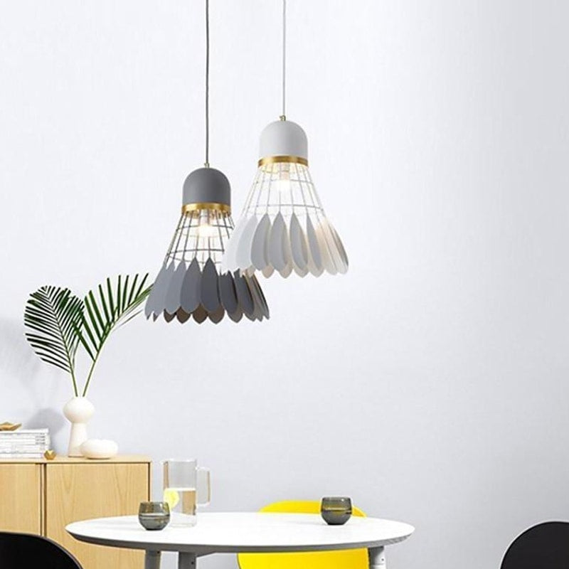 Aureon pendant light in gray, showing cord adjustability and ceiling canopy detail
