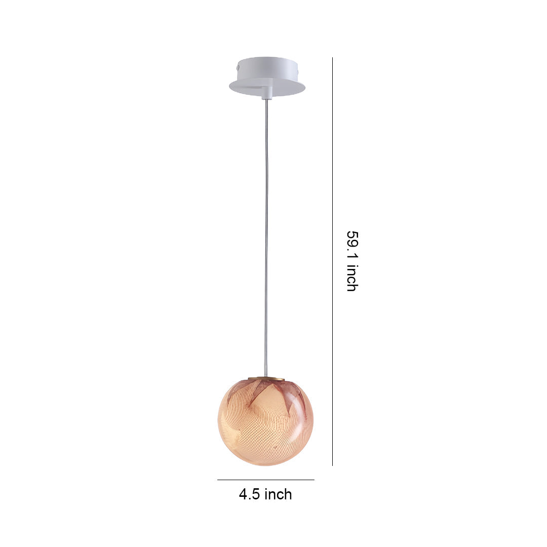 Rose gold glass globe pendant light with clear shade, single head ceiling light