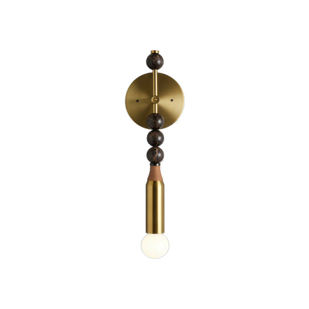 Alure wall sconce with black iron body and marble-effect globe, modern decorative wall light