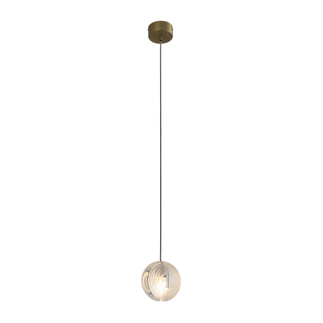 Single Aureon smoked glass sphere pendant light on a clean white background