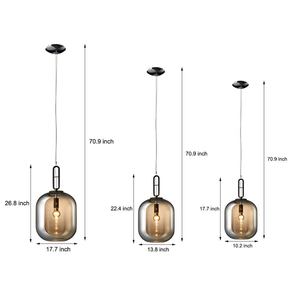 Aureon industrial glass can ceiling light above a kitchen island