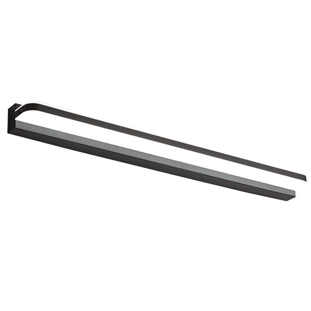 Modern LED bathroom mirror light with white acrylic shade and polished iron trim